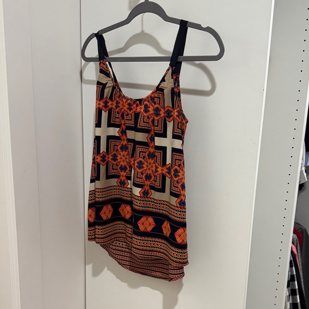 Pixley Orange and Black Geometric Camisole